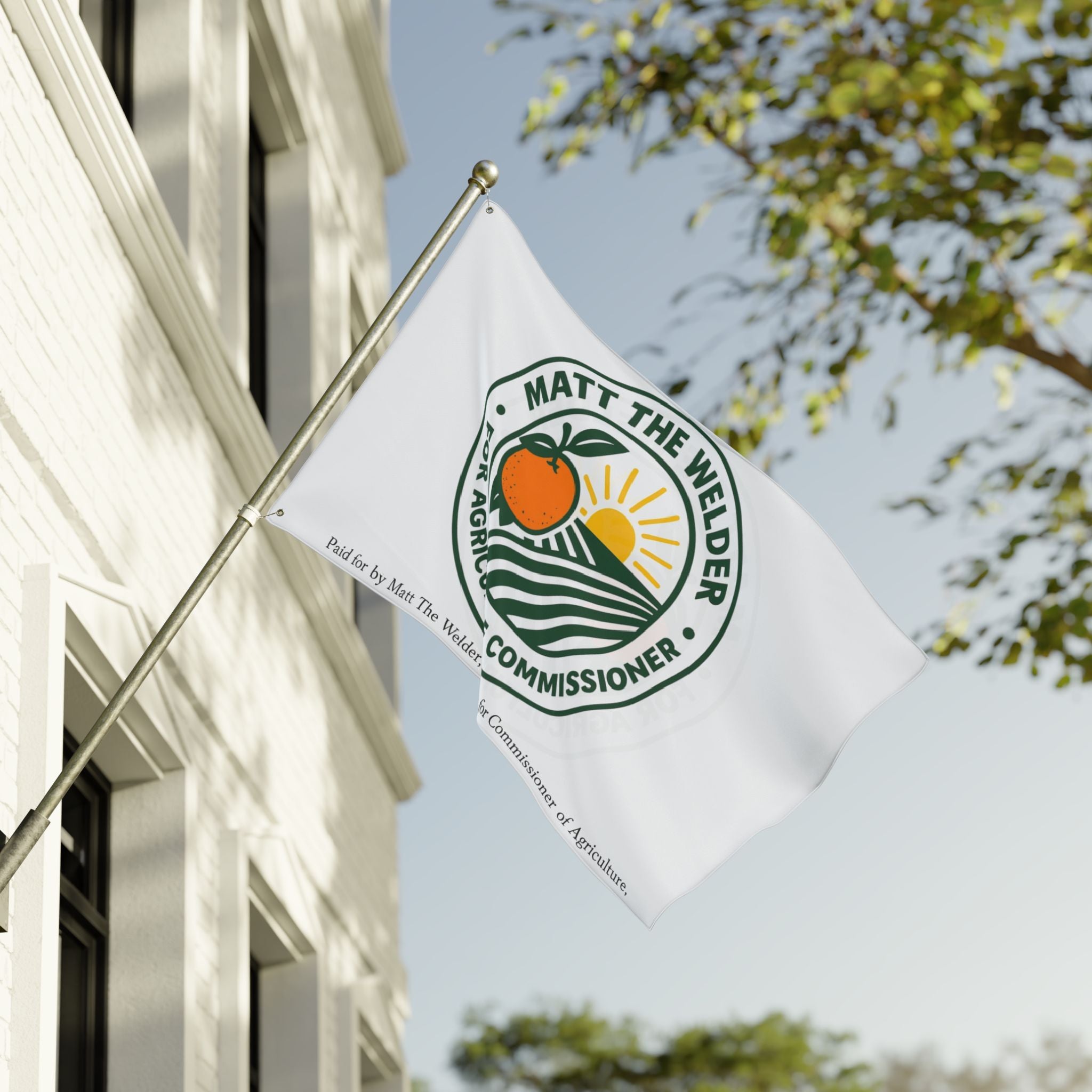 Campaign Flag — "Matt The Welder For Agriculture Commissioner" Double-Sided Garden Banner