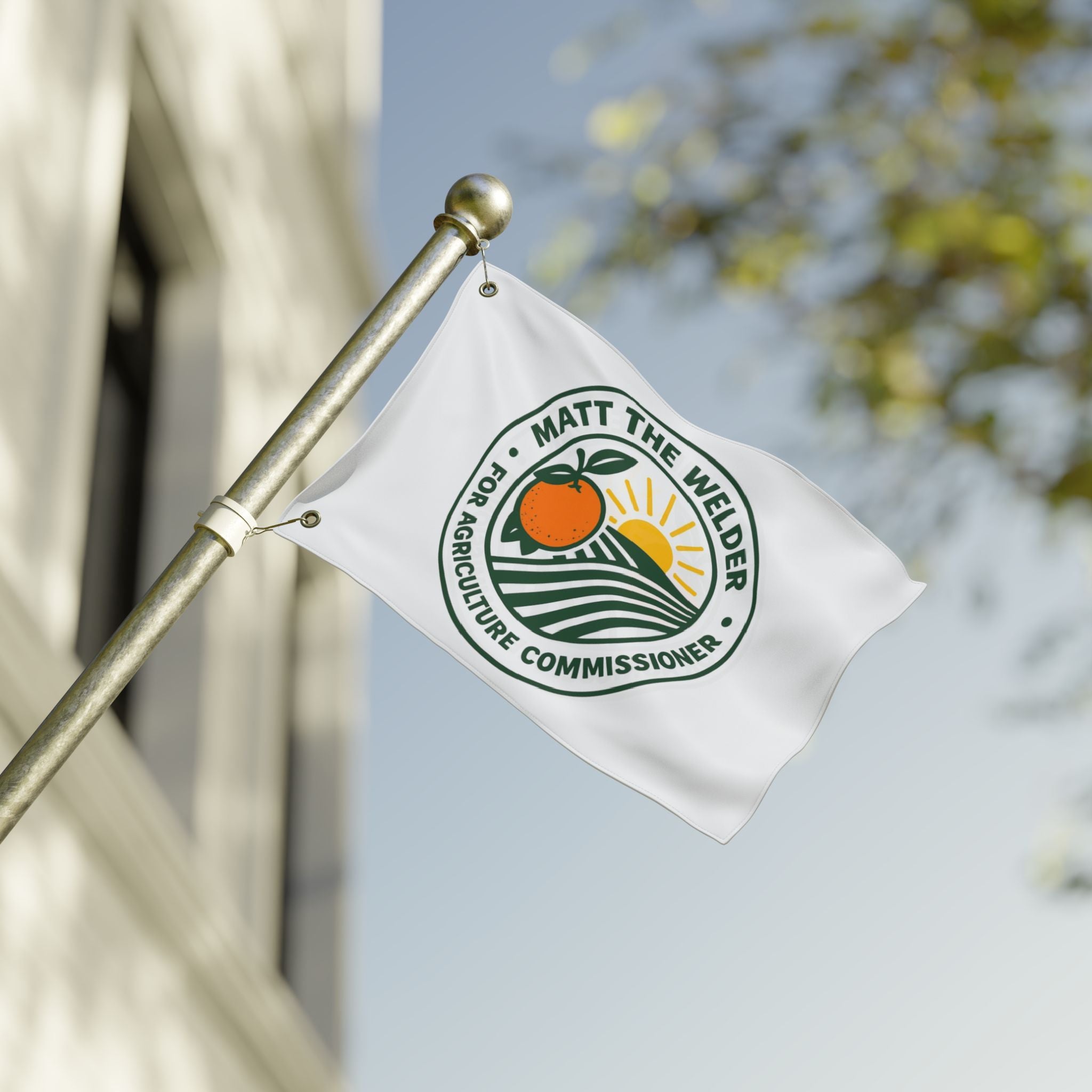 Campaign Flag — "Matt The Welder For Agriculture Commissioner" Double-Sided Garden Banner