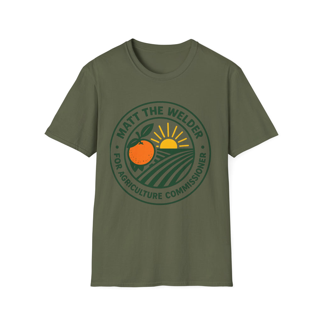 Matt the Welder For Agriculture Commissioner T‑Shirt — Orange & Sunrise Campaign Tee