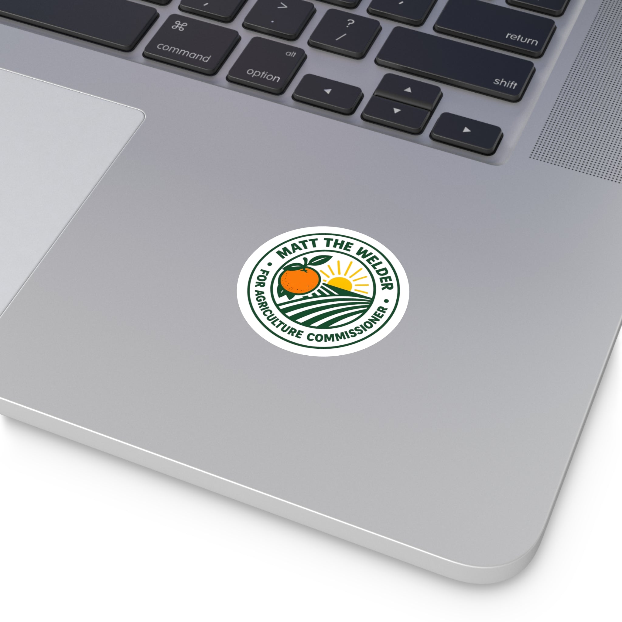 Matt The Welder ‘For Agriculture Commissioner’ Round Vinyl Sticker — Farm Logo Campaign Sticker