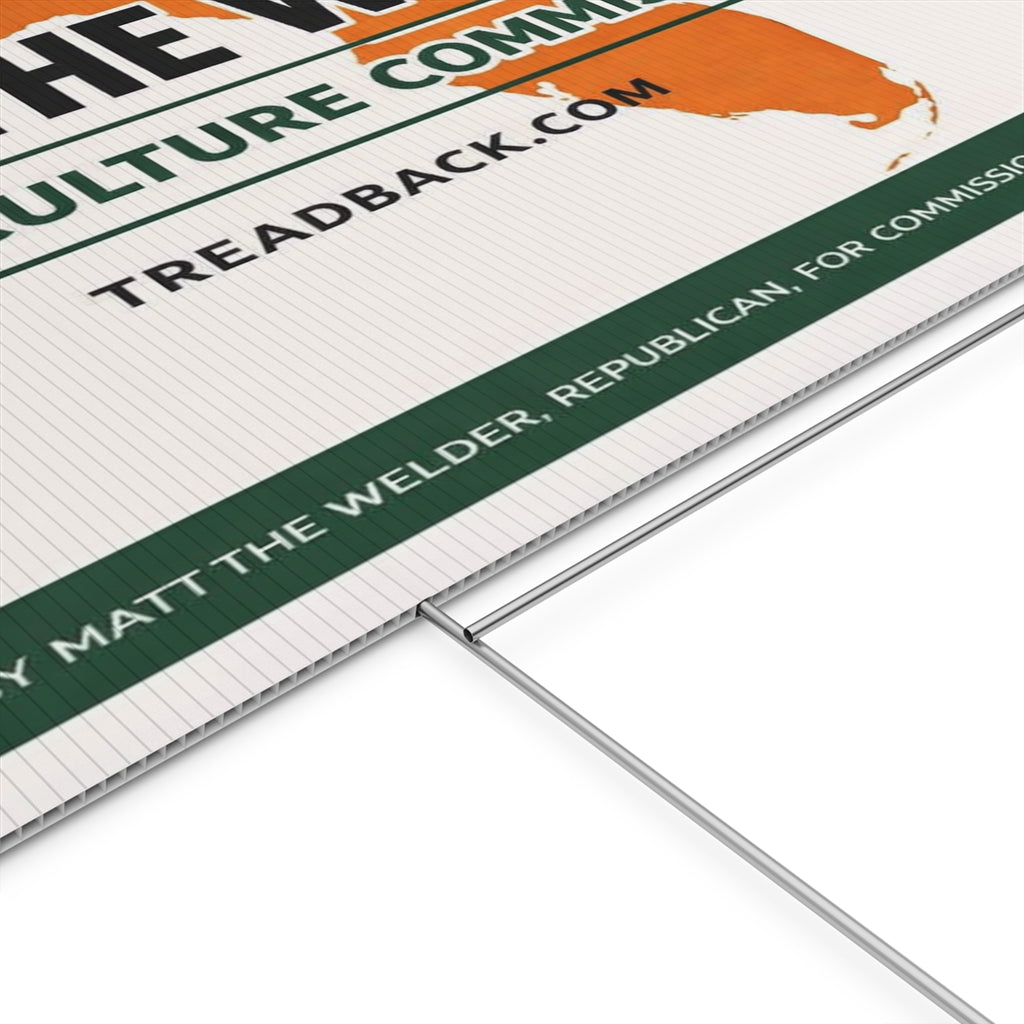 Political Yard Sign — "Matt the Welder for Agriculture Commissioner" Campaign Sign